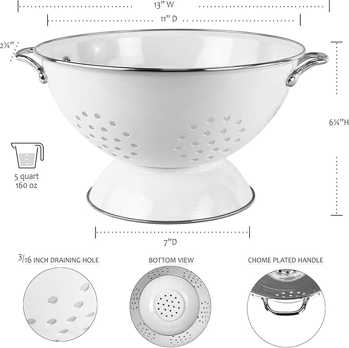 Calypso Basics by Reston Lloyd Powder Coated Enameled Colander, 5 Quart, Orange,88500