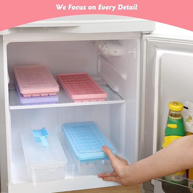 Silicone Ice Cube Tray with Leak-Proof Lid & Storage Bin for Freezer – BPA-Free 36-Piece Nugget Ice Molds, Spill-Resistant Cover & Ice Scoop Container Cover - Image 7