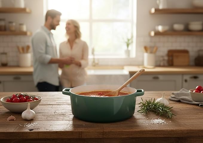 Cuisinart Chef's Classic Enameled Cast Iron Round Covered Casserole (Seafoam Green, 7- Quart) - Image 2