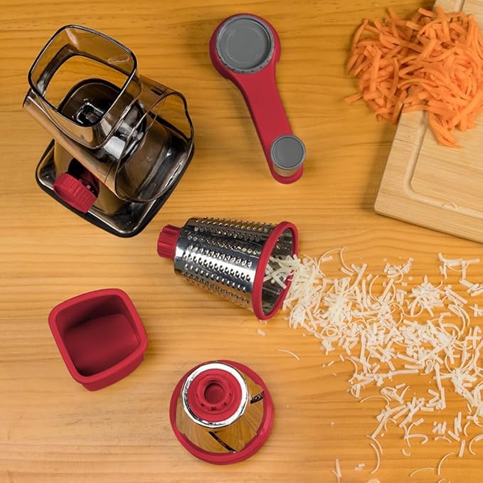 KEOUKE Rotary Cheese Grater Hand Crank Transparent - Shredder Slicer Grinder 3 Stainless Steel Blades, Stable Suction, Labor-Saving Handle, Safe Kitchen Tool for Cheese, Vegetable, Nuts, Chocolate - Image 7