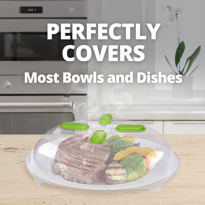 HOVER COVER Magnetic Microwave Cover for Food | Clear Microwave Splatter Cover | Microwave Plate Cover with Steam Vents | Food Grade Dish Cover | BPA-Free | Dishwasher Safe | Green - Image 10