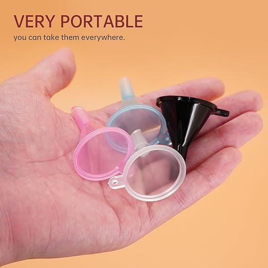Mini Funnel 4-Pack for Lab Bottles, Sand Art, Perfume, Spice, Powder, Essential Oil, Recreational, Kitchen Food Grade Small Plastic (4colors)