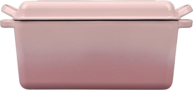 EDGING CASTING Enameled Cast Iron Dutch Oven, Oblong Bread Oven for Sourdough Bread Baking, Baking Pan, Dual Handles, Oven Safe, 4 Quart, Pink