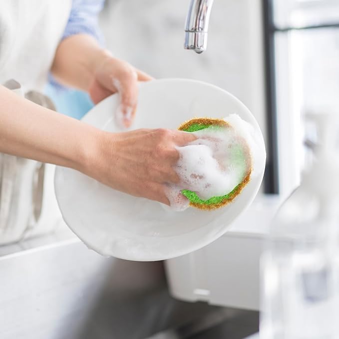 PATIKIL Dish Scrubber, 4 Pcs Non Scratch Cleaning Sponge Hand Crochet Double Layered Durable Dish Cloth Kitchen Sponge for Washing Dishes for Cookware Tubs, Watermelon & Fruit & Strawberry