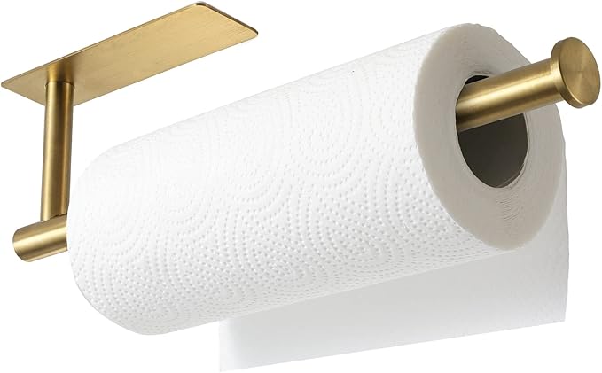theaoo 2 Packs Paper Towel Holder - Under Cabinet Paper Towel Holder for Kitchen, Adhesive Paper Towel Roll Rack for Bathroom Towel, Wall Mounted Matte Black Paper Towel Rack, SUS304 Stainless Steel - Image 8