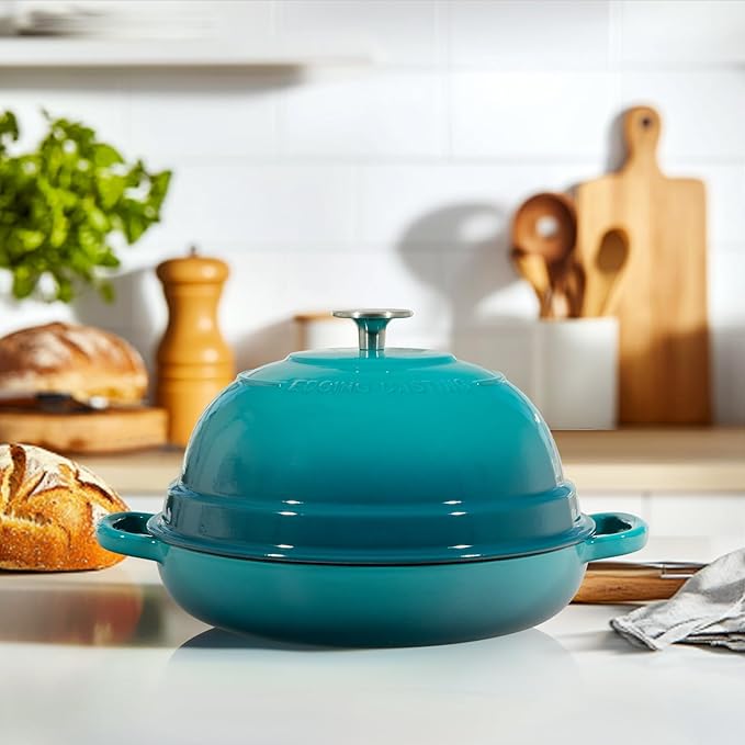 EDGING CASTING Enameled Cast Iron Dutch Oven Pot with Lid, Round Bread Oven for Homemade Sourdough Bread Baking, 6 Quart, Darkcyan - Image 7