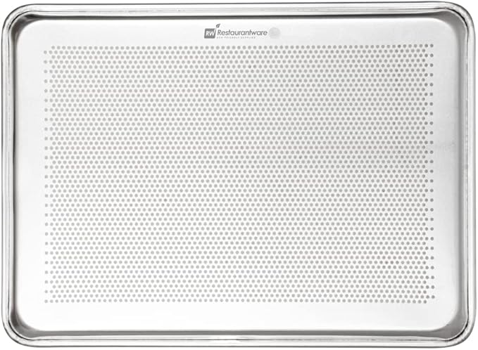 Restaurantware 1 Perforated Bakery Sheet Pan, 18 x 13 Inch Industrial Baking Tray, Rimmed Edges, Endures Up To 392F, Aluminum Half-Baking Sheet, Dishwashable, Ideal For Baking Or Roasting