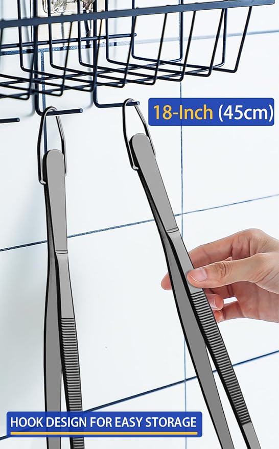JETKONG 2 Pcs 18 Inch (45cm) Stainless Steel Grill Tongs Heavy Duty Giant Tweezer Tongs, Extra Large Tweezers Tools for Cooking, Grilling, BBQ and Turning Food (Black) - Image 7