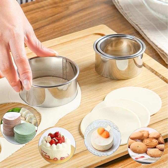 Cookie Cutters - Biscuit Cutters/Stainless Steel Dumpling Cutters/Cake Pastry Cutters/Cake Cookie Scone Cutters Molds stamps for Cooking Baking (3Pcs, Round Edge) - Image 7