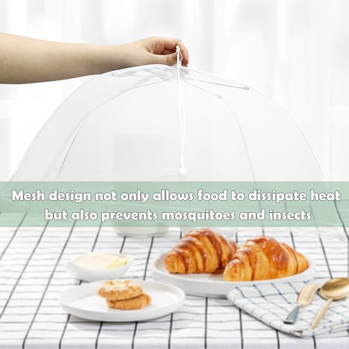 4 Pack Mesh Food Covers, Large and Tall 17x17 Pop-Up Encrypted Plate Serving Tents Reusable Collapsible Umbrella for Outdoors, Parties, Picnics, BBQ