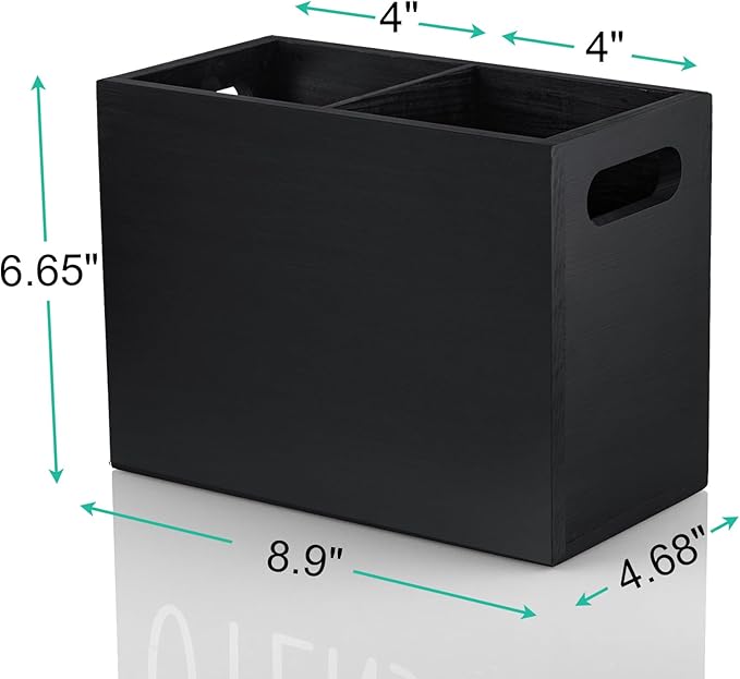 ALELION Black Utensil Holder for Kitchen Counter - 2 Compartment Large Utensil Caddy Organizer for Countertop - Kitchen Tool Holder for Spatula Ladles - Image 7