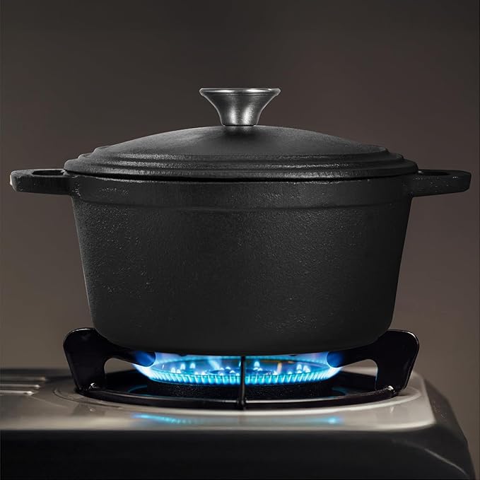 COMMERCIAL CHEF 3.4 Quart Cast Iron Dutch Oven with Dome Lid and Handles - Image 7