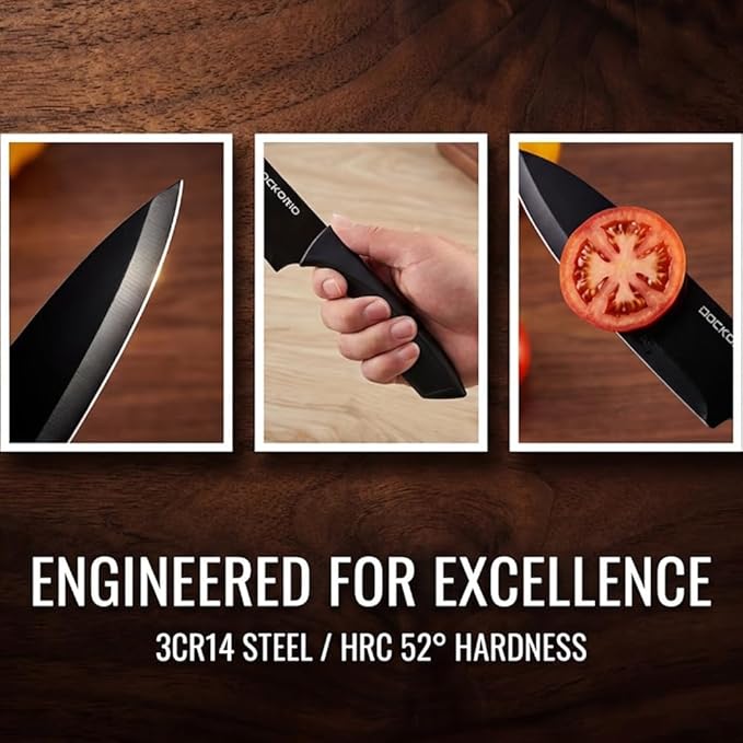 Kitchen Knife Set with Block, 19 PCS High Carbon Stainless Steel Sharp includes Serrated Steak Knives Set, Chef Knives, Bread Knife, Scissor, Sharpener, all in one - Image 7