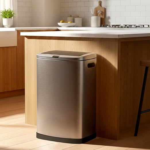 ELPHECO 13.2 Gallon Trash Can with Lid Motion Sensor, 50 Litre Brushed Stainless Steel Kitchen Trash Can Automatic with 10 Bags, Upgraded Silent-Closing, Fingerprint-Resistant, Kitchen, Office, Silver - Image 9
