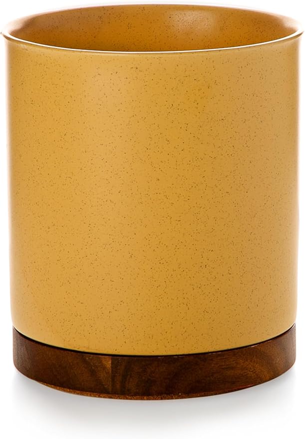 Nucookery 360°Rotating Utensil Holder, 7.2" Large Utensil Crock, White Ceramic Cooking Utensil Organizer,Farmhouse Kitchen Decor Christmas Thanksgiving Gift (Yellow Sand) - Image 7