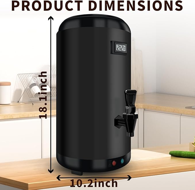 Electric Heating Insulated Beverage Dispenser-12 L/3.2 Gallon Hot Drink Beverage for Catering-Stainless Steel Hot Beverage Dispenser Coffee Urn with Spigot for tea,Juice (black)