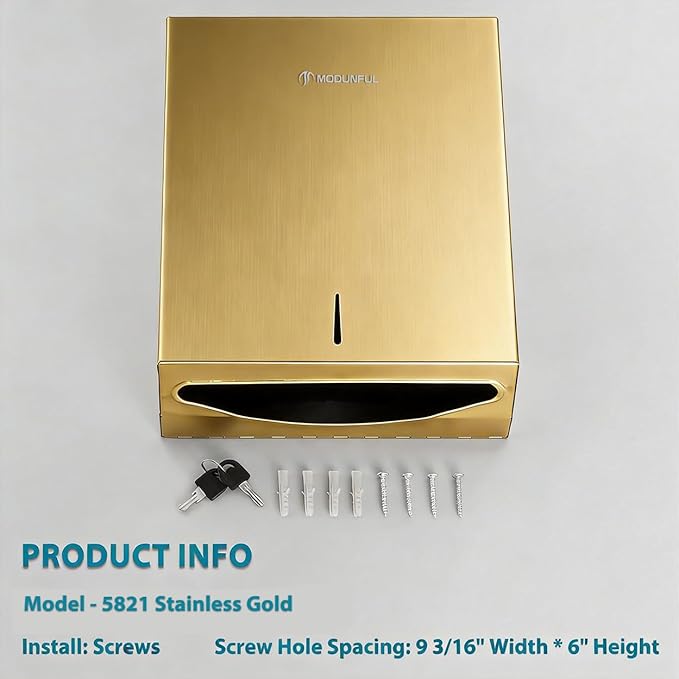 Commercial Paper Towel Dispenser Gold - Multifold Paper Towel Dispenser Wall Mount, High Capacity Stainless Steel Tissue Holder, Suitable for Bathrooms and Public Places - Image 8