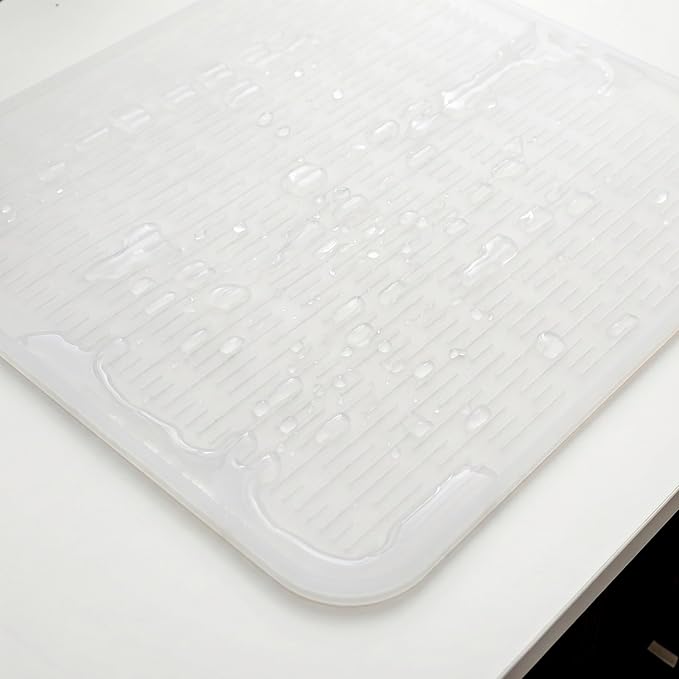MicoYang Silicone Dish Drying Mat for Multiple Usage,Easy clean,Eco-friendly,Heat-resistant Silicone Mat for Kitchen Counter or Sink,Refrigerator or Drawer Liner Translucent XL 18 inches x 16 inches - Image 9