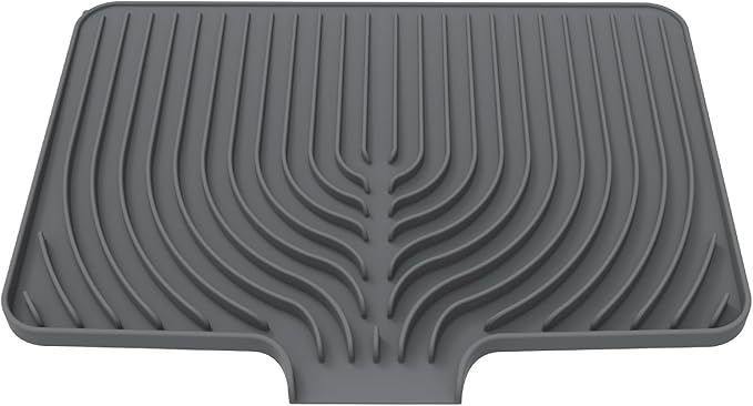 JACZZO Silicone Dish Drying Mat for Kitchen Counter, 19.7" x 17.2" Large Drying Mat with Built-in Drain Lip, Heat Resistant Countertop Protector Pad, Fast Drying & Easy Clean, Grey - Image 8