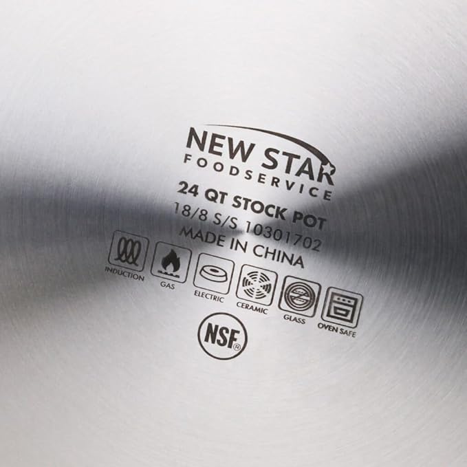 New Star Foodservice 24 Qt Stainless Steel Stock Pot with Cover, 18/8 Stainless Steel