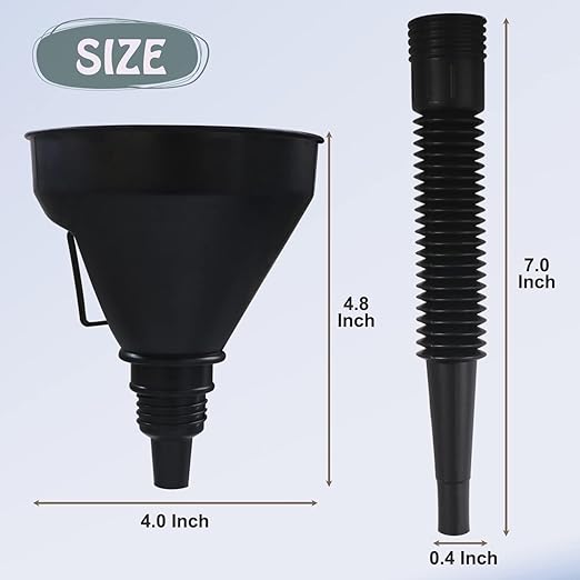 Plastic Oil Funnels for Automotive Use Set of 5, Large Flexible Fuel Funnel with Long Hose for Gas Transfer, Gasoline Funnels for Cars Boat Canning and Bottle - Image 7