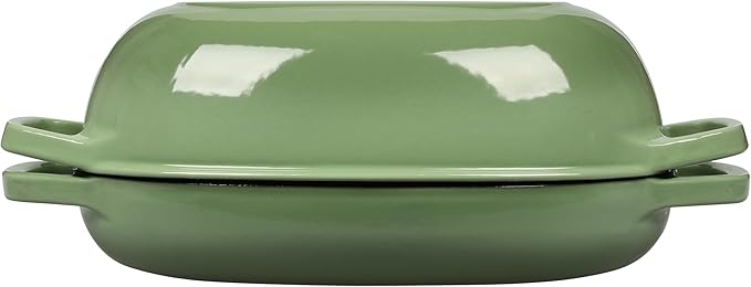 EDGING CASTING Enameled Cast Iron Oval Dutch Oven Pot with Lid, Dutch Oven for Sourdough Bread Baking, Bread Oven, Bread Dutch Oven, Oval Bread Pan, 5qt, Pistachio Green
