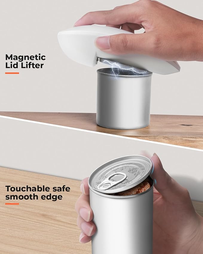 Canslab Ultrablde SE - USB Rechargeable Electric Can Opener for Kitchen for Seniors with Arthritis- Cordless Battery Powered Automatic, Side Cut, Smooth Edge, Handsfree, for Small or Large Cans, White - Image 6