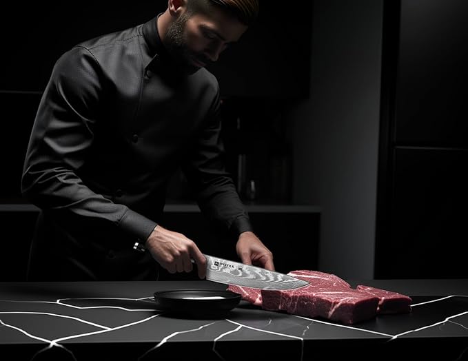 WIZEKA Damascus Chef Knife Set: 3 PCS,Super Sharp Kitchen Knives: Made of Japanese Steel VG10: Full Tang Professional Chef Knife Set With G10 Ergonomic Handle, Mothers Day - Image 6