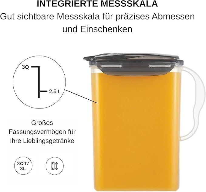 LocknLock Aqua Fridge Door Water Jug | Clear Pitcher | BPA Free Plastic Pitcher with Lid | 3 Quart Pitcher with Lid for Water, Juice, Tea & More Beverages, Gray - Image 7
