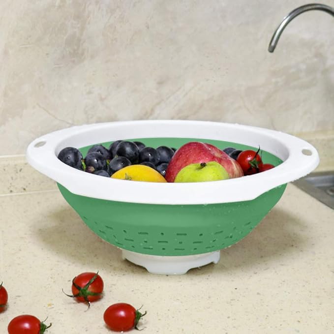 QiMH Collapsible Colander and Strainer, 5 Quart(1.25 gal) BPA Free & Dishwasher-safe Silicone Foldable Strainer, Heavey Duty Kitchen Drainer Basket for Pasta, Veggies and Fruits - Image 7