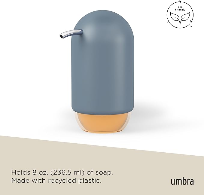 Umbra Touch Hand Soap Dispenser, Plastic Liquid Pump Bottle, Durable and Refillable for Bathroom or Kitchen Sink, Slate Blue - Image 6