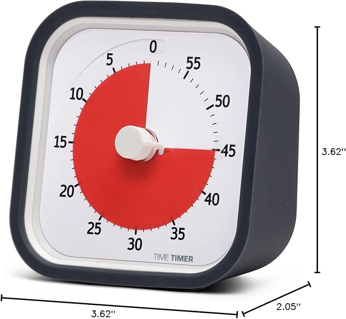 TIME TIMER 60 Minute MOD Education Edition — Visual Timer with Desktop Software for Kids Classroom Learning, Teachers Desk Clock, Study Tool and Office Meetings with Silent Operation (Charcoal)