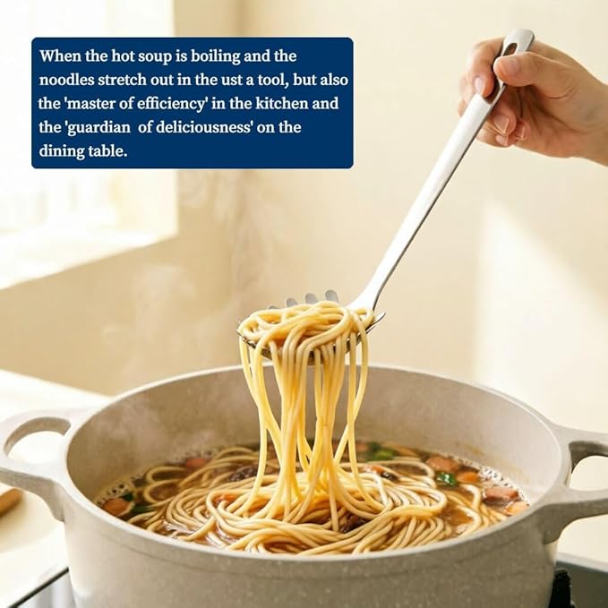 Berglander Kitchen Ladle Spoon and Spaghetti Spoon Set 2 pieces, Pasta Spoon Stainless Steel Kitchen Utensils for Cooking, Stirring, Serving Spaghetti, Soup, Sauce, Dishwasher Safe - Image 8