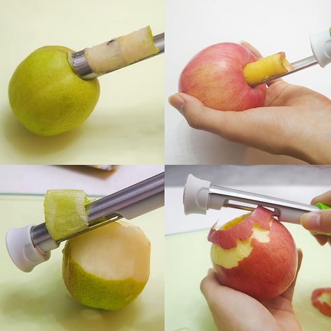 2 in 1 Apple Corer and Peeler Tool, Fruit Vegetable Corer and Peeler Tool Stainless Steel Apple Peeler Apple Corer Remover Tool Multifunction Corer Tool for Vegetable Fruit Kitchen Gadget (Black)