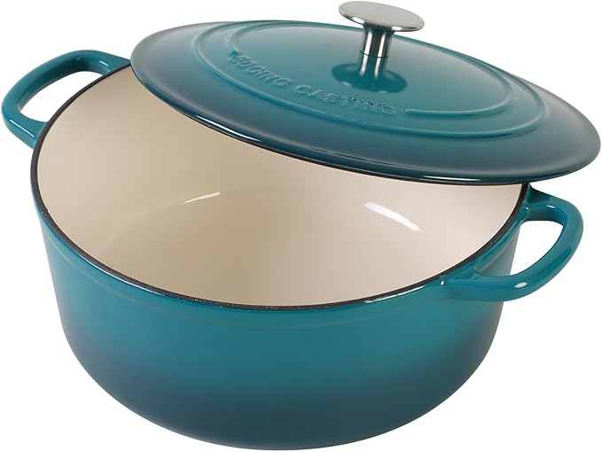 EDGING CASTING Dutch Ovens with Lid, Enameled Cast Iron Covered 5.5 Quart Dutch Oven with Dual Handle, Darkcyan - Image 6