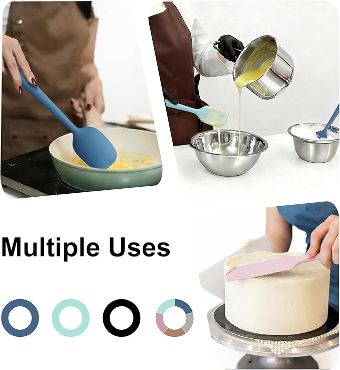 Redfly Silicone Spatula Set, 5 Piece Food Grade Silicone Cooking Utensils Set, Rubber Spatula Heat Resistant Nonstick for Baking, Cooking, Kitchen Utensils Dishwasher Safe Multicolor - Image 7