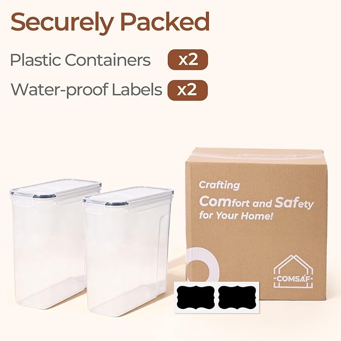 ComSaf 6.7Qt Cereal Storage Container Set of 2 - Ideal for Home Cooks Storing Cereal and Organized Families Organizing Bulk Food,Large Cereal Dispenser Keeps Pantry and Kitchen Countertop Neat - Image 8