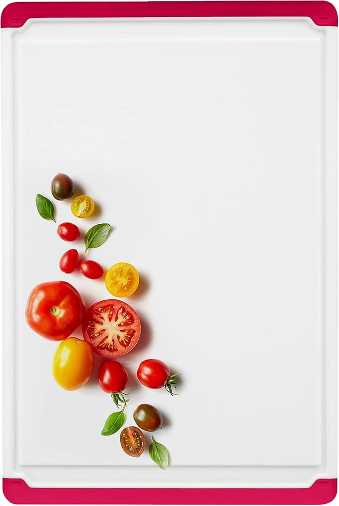 Large Kitchen Plastic Cutting Board - Dishwasher Safe Non-Slip Cutting Boards with Juice Grooves, Easy Grip Handles - Large and Thick Chopping Board Red - Image 7
