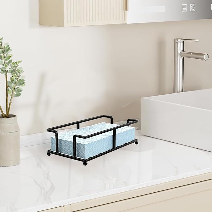 Update Bathroom Paper Towel Holder Bathroom Guest Towel Holder Tray for Bathroom Napkin Holder Guest Towels Disposable Bathroom Napkin Holder, Bathroom, Kitchen Dinning Table (Black)