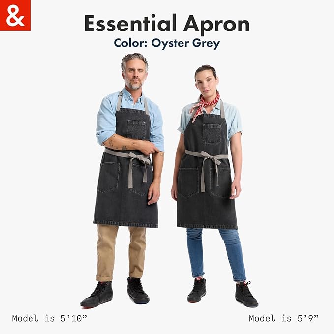 hedley & bennett Essential Apron - Professional Chef Apron with Pockets & Adjustable Bib Strap for Cooking & Grilling