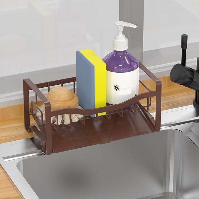 Maifan Kitchen Sink Caddy Organizer Sponge Holder for Kitchen Sink with Stainless Steel Auto Drain Tray, Self Drain Dish Soap Sponge Caddy Rack for Countertop Storage Gadgets Accessories by Unknown