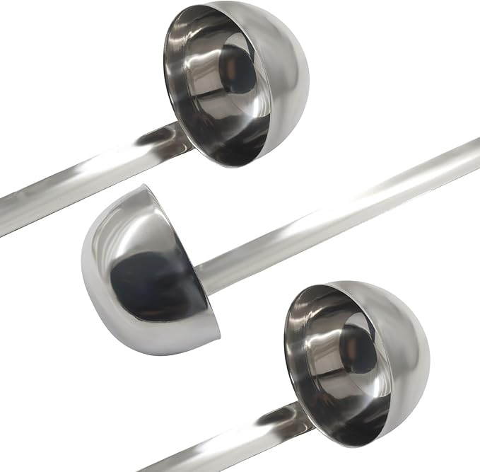 5 Oz Stainless Steel Ladle, 3 Pcs Sturdy Soup Ladle, 11.8" Long Handle Length for Stirring, Portioning and Serving Soup and Stew in Restaurants and Home (3.43" Bowl Diameter) - Image 5