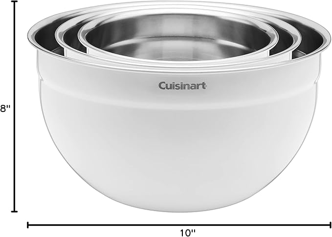 Cuisinart CTG-00-SMBW White Painted Stainless Steel Mixing Bowls with Lids, Set of 3 - Image 4