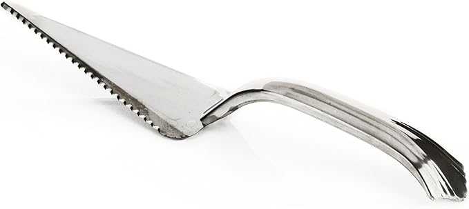 PARTY BARGAINS Silver Plastic Cake Cutter, 10 Inch Classic Disposable Cake Server for Weddings, Birthdays & Parties, BPA Free, Heavy-Duty Serving Utensil, 8 Pack