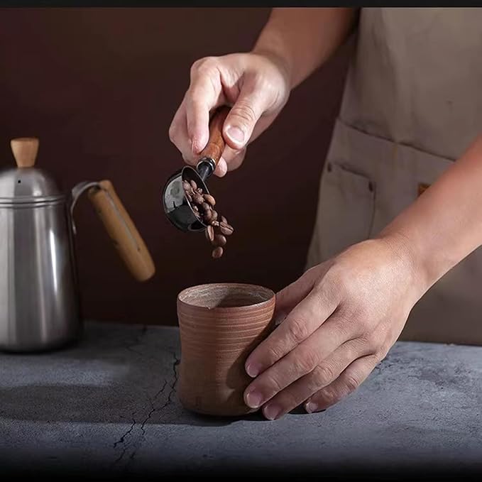 Vintage Coffee Measuring Spoon - 304 Stainless Steel, Coffee Scoop,10g Capacity, Walnut Handle - Perfect for Coffee, Tea, and More (iridescent)