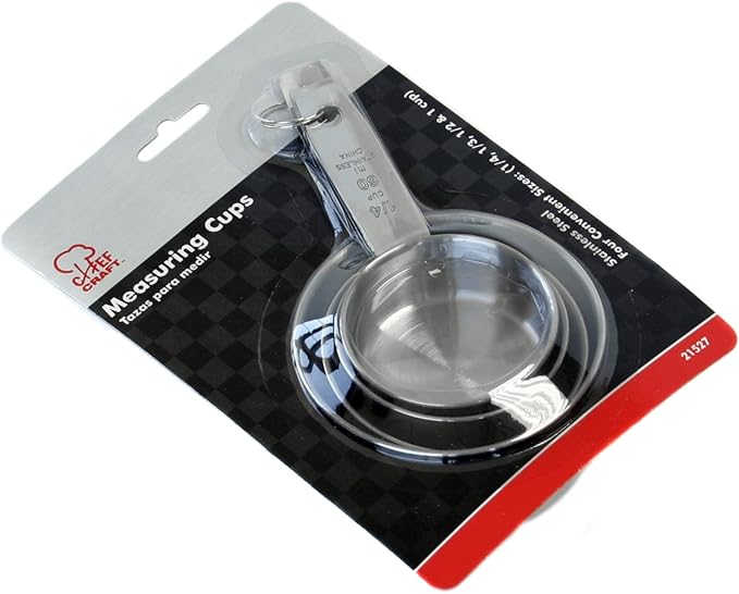 Chef Craft Select 4 Piece Measuring Cup Set, 1/4, 1/3, 1/2 and 1 cup, Stainless Steel - Image 2