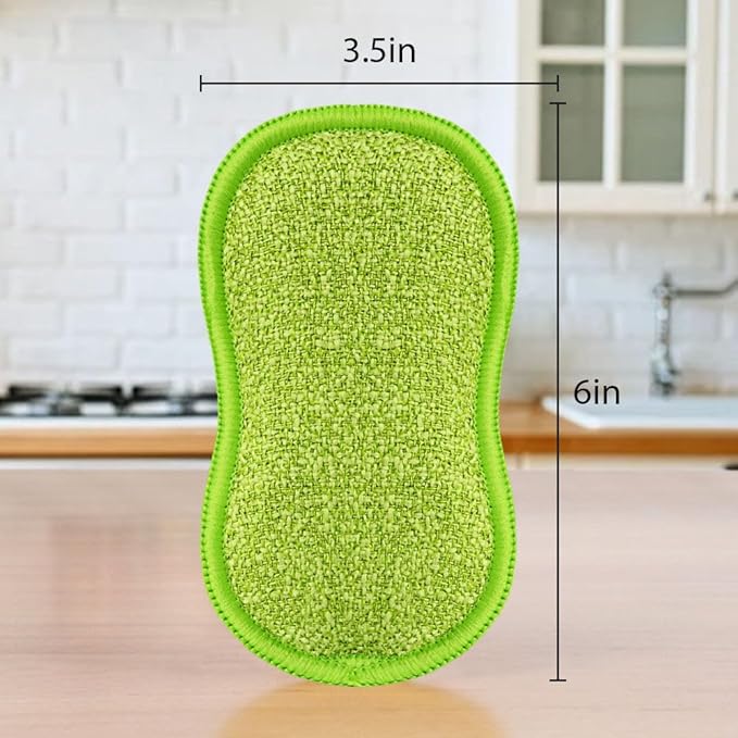 12 Pack Multi-Purpose Scrub Sponges for Kitchen by SmilePowo Non-Scratch Microfiber Sponge Along with Heavy Duty Scouring Power - Effortless Cleaning of Dishes, Pots and Pans - Image 6