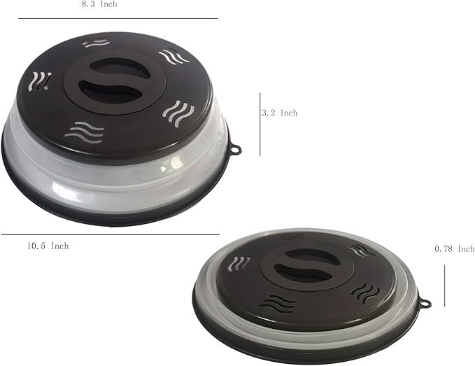 Microwave Splatter Cover Vented for Food, Splatter Guard & Colander Kitchen Gadget for Fruit Vegetables Microwave Plate Cover with Hook Hole,Dishwasher-Safe,BPA-Free Silicone & Plastic (2Pack)