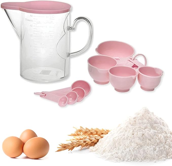 Measuring Cups and Measuring Spoons Set of 10 Pieces, Supreme Housewares Plastic Multi-Purpose Home Essentials Cooking, and Baking Tools BPA Free Dishwasher Safe for Liquid and Dry (Pink) - Image 5