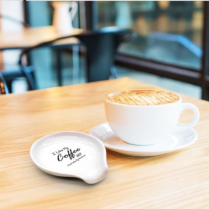 Funny Coffee Spoon Holder-Coffee Spoon Rest-Cafe Bar Station Accessories-I Like My Coffee Hot Just Like My Husband Sign